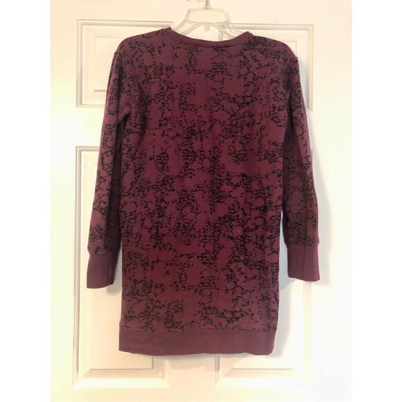 Zella Girls Pullover Crew Neck Front Pocket Long Sweatshirt Burgundy and Black - Picture 5 of 12